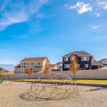 Square Corner perspective of a climbing dome for kidsの写真素材