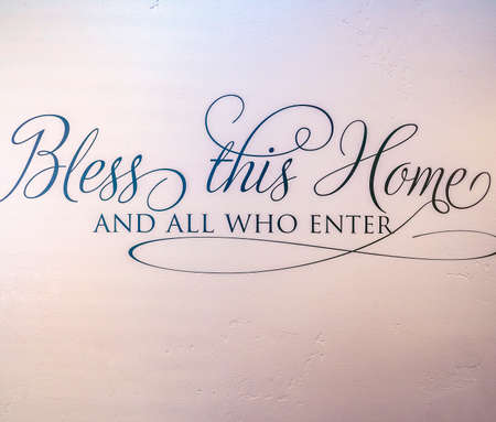 Square frame Religious welcome sigh Bless this home interiorの写真素材