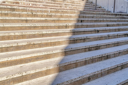 Wide stairway at the entrance of school building in San Diego California campus