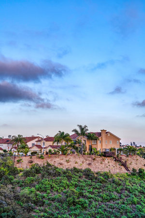 Houses with blue sky and clouds background in San Diego California neighborhoodの写真素材