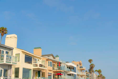 Row of building accommodations at Oceanside, Californiaの写真素材