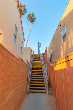 Outdoor stairs with lamp posts in Oceanside, California