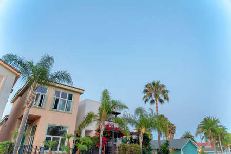 Low angle view of houses at Oceanside in Californiaの写真素材