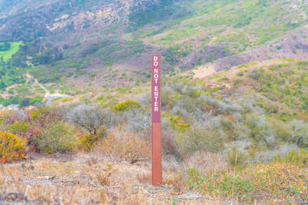 Iron post with do not enter sign at Laguna Niguel in Southern California