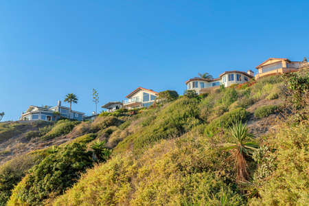 Large houses on top of a slope at San Clemente, Californiaの写真素材