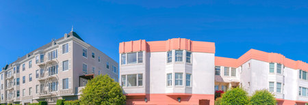 Apartment buildings against the sky at San Francisco bay area in Californiaの写真素材