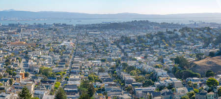 Entire view of San Francisco bay area neighborhood in Californiaの写真素材