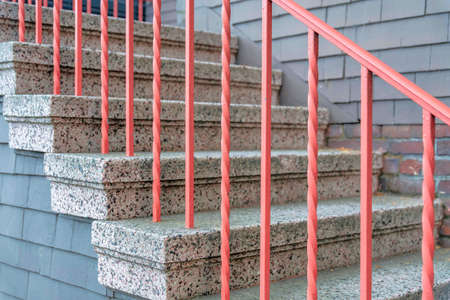 Outdoor staircase with granite treads and risers at San Francisco, Californiaの写真素材