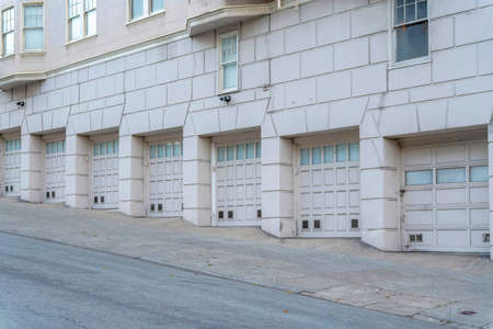 Residential building with sectional garage doors at San Francisco, California