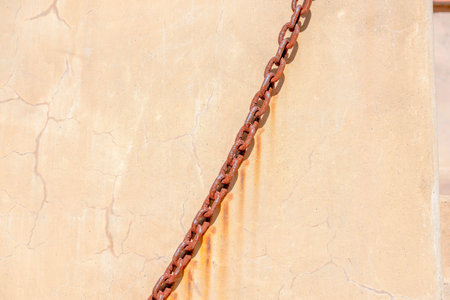 Rusty chains against the wall in San Francisco, California