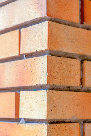 Corner wall with bricks running bond pattern in San Francisco, Californiaの写真素材