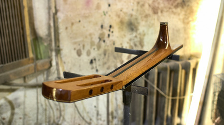 Neck guitars in the paint shop. Grif guitar in the paint shop.の写真素材