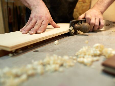Fit the plane spruce plates for the Top of the classical guitar.の写真素材