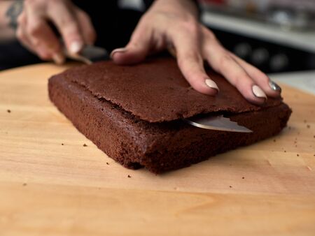 Step-by-step preparation of black designer cake.