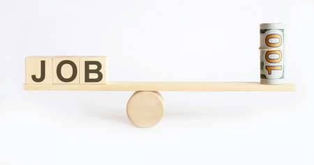 Seesaw Showing Balance Between money And word JOB. Business