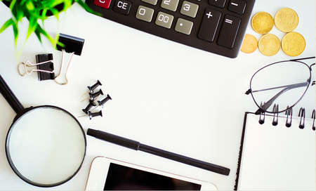 Office tools. Digital technology. Innovative implementation in business. Wireless function. Phone...
