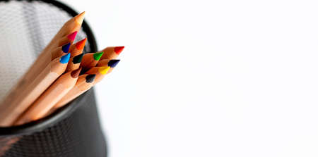Still life, business, education concept. Pencils on a white backgroundの写真素材
