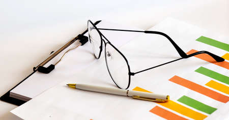 image of financial report and graphics for businessの写真素材