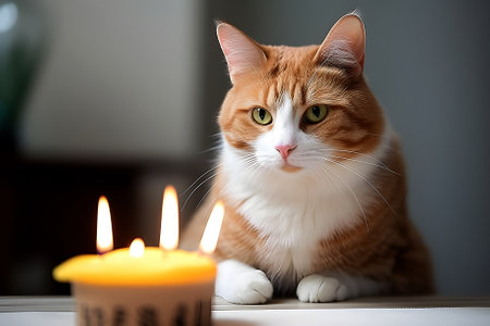 World Cat Day , red cat celebrates the holiday.. Generative AIの素材