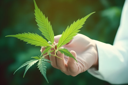 doctor hands with marijuana , medical concept, Copy space. Generative AIの素材