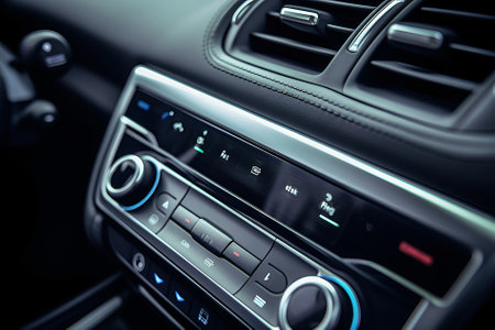 Modern car climate control panel for driver and passenger . Generative AIの素材
