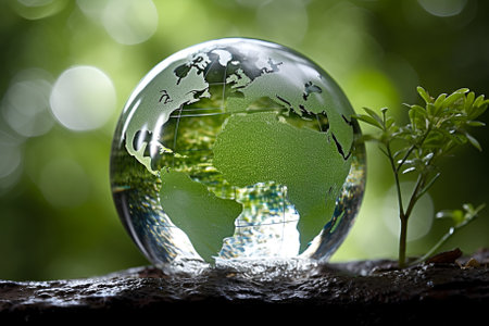 Earth in form crystal ball. Ecology concept. environmental protection. Generative AIの素材
