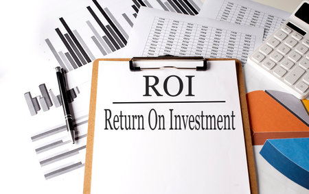 Paper with ROI on chart background, businessの写真素材