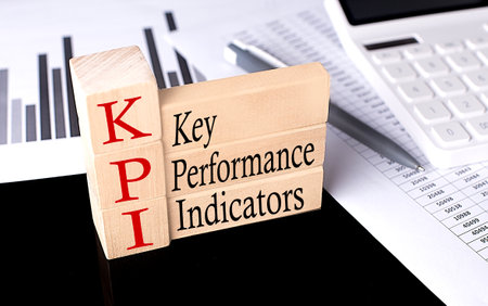 Word KPI made with wood building blocks, business conceptの写真素材
