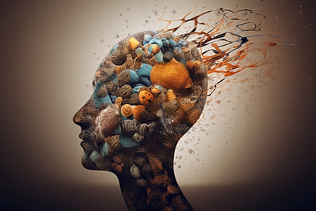 The man's head businessman with brain. The concept of the mind. Generative AIの素材