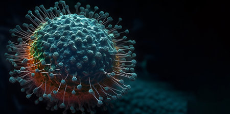molecules of the virus. virus cell. Medical concept.Copy space.の素材