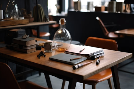 Workplace in the morning with laptop and cup of coffee, Businessの素材