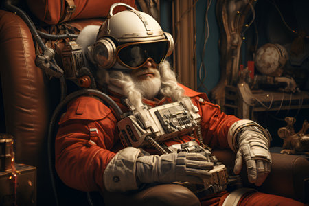 The man on Mars. Christmas Mission in on Planet. Innovation, technology conceptの素材