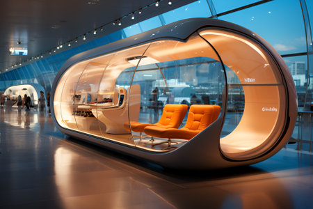 Interior of the future waiting room the airporの素材