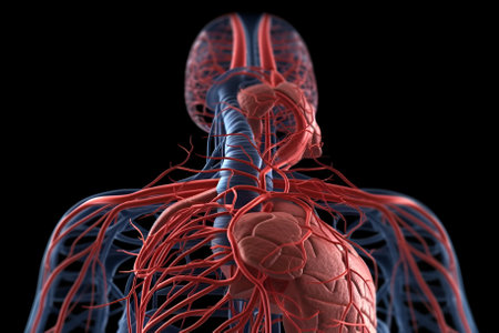 Human heart system, virtual model anatomy. Medical concept for educationの素材