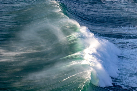 Beautiful deep nature blue tube wave, view from aboveの写真素材