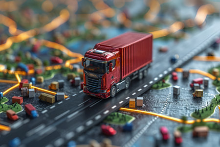 mapping technology, GPS tracking concept, delivery container, technology conceptの素材