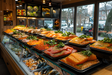 Different Fish Counter in modern marketの素材