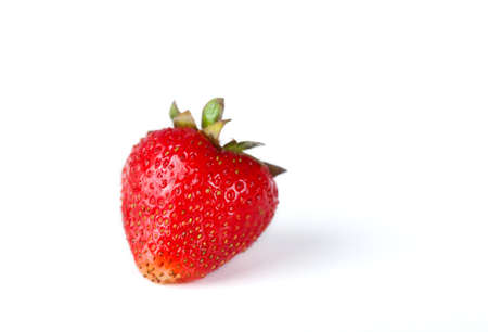 Juicy red strawberry on white background. Close-up.の写真素材