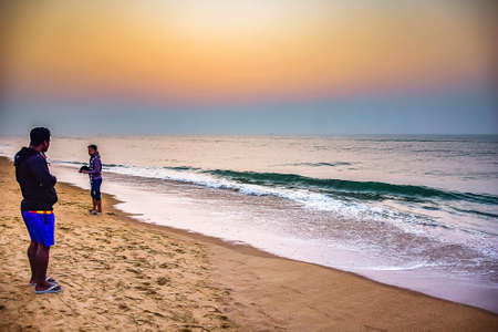 Sunrise time during traveling for refreshing mind and soul apart from fun to the seashore Beach...