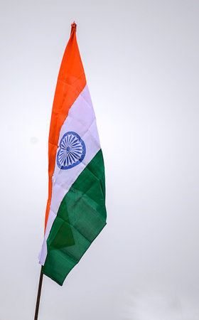 Independence day of India celebrated by every Indian with the hoisting of Indian National flag flying left to right.の写真素材