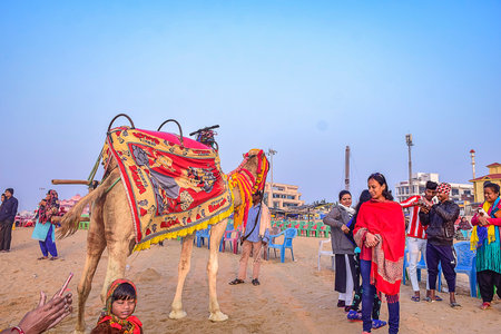 Sunrise time during traveling for refreshing mind and soul apart from fun to the seashore Beach around Asia, India. Odisa, India, very popular in eastern India."PURI", FEBRUARY 2020.のeditorial素材