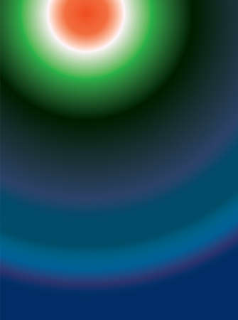 Plain gradient background where it seems a light source is at the left top second quarter and orange yellow white greenish light is coming to the dark blue below.の写真素材