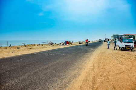 Life style at Seashore and Beaches of India seen during Travel and tour to PURI an age old city, beach resort by the bay of Bengal, Odisha, India, February 2020.のeditorial素材