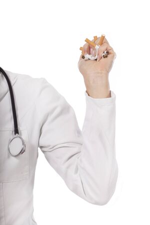 Doctor crushing cigarettesの写真素材