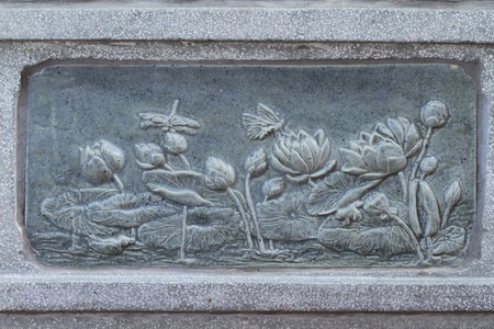 Stone carved in lotus form at chinese temple in Thailand の写真素材