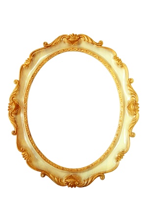 Oval golden color picture frameの写真素材