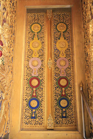 Native Thai style temple doorの写真素材