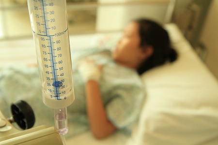 Little girl in hospitalのeditorial素材
