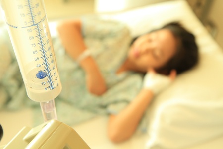 Little girl in hospitalのeditorial素材
