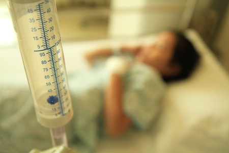 Little girl in hospitalのeditorial素材